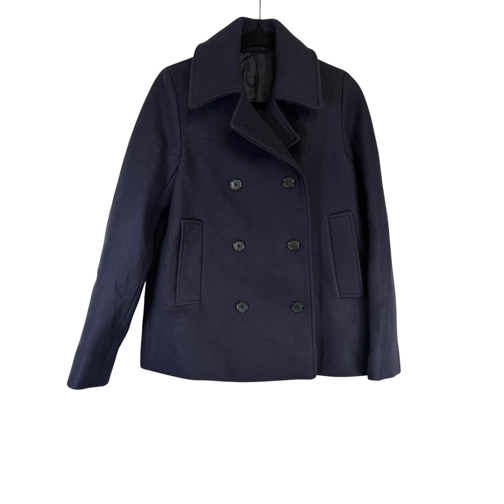 COS Navy Blue Wool Blend Double Breasted Peacoat Jacket Women